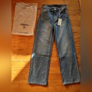 Quince Comfort Stretch High Rise Relaxed Straight Leg Jeans